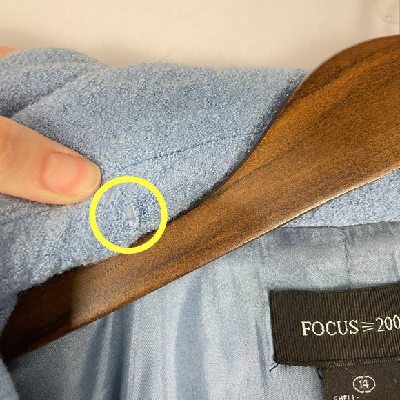 Focus 2000 | Sz. 14 Light Blue Wool Blend Bell Sleeve Double Breasted Peacoat